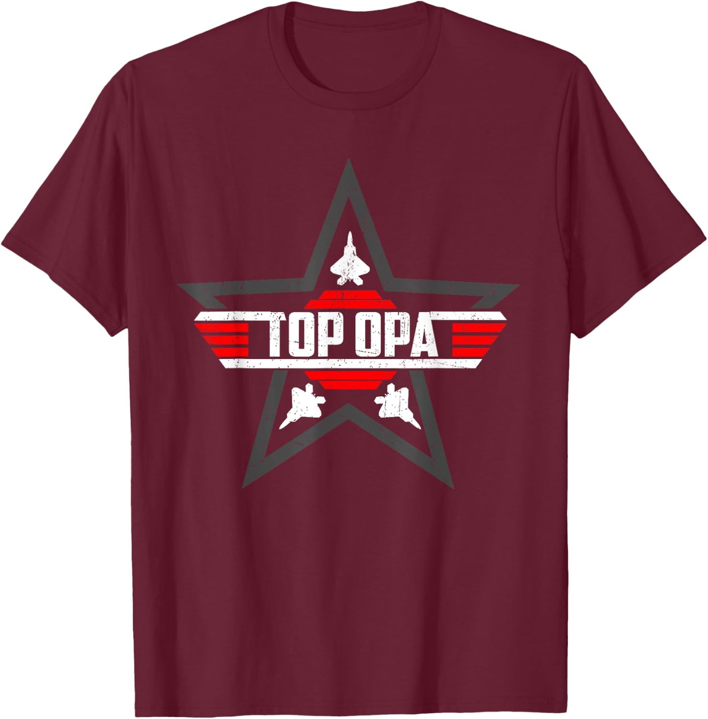 Top Opa from Son Daughter Grandpa Fathers Day T-Shirt - T-Shirt | Maroon