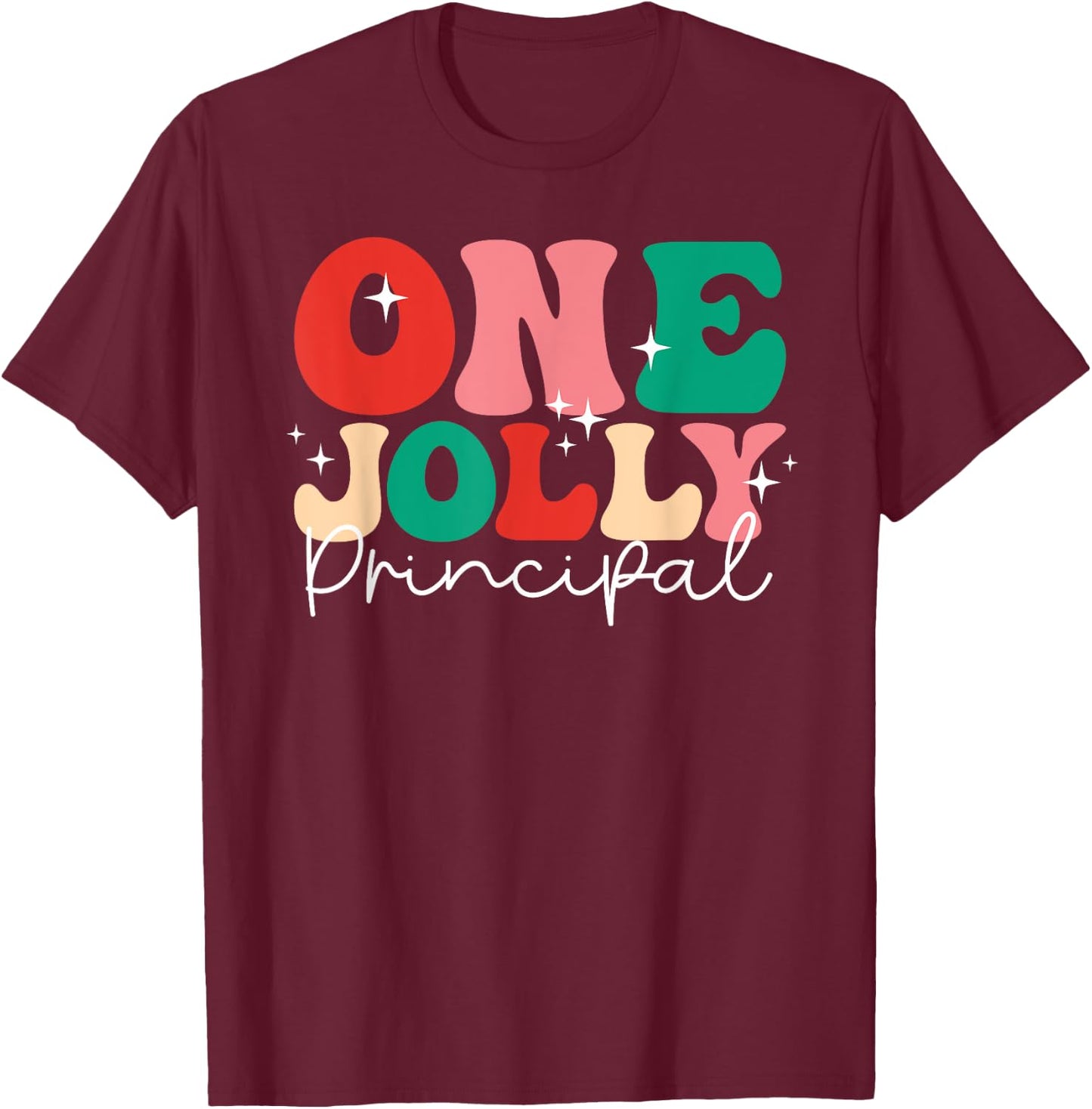 One Groovy School Family Group Holly Merry Shirts Adults Kids Retro Casual Black Short Sleeve Small U-Neck T-Shirt - T-Shirt | Maroon