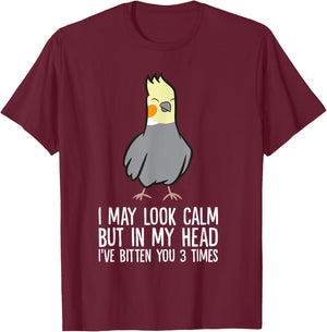 Cockatiel Parrot In My Head I've Bitten You 3 Times T-Shirt - T-Shirt | Maroon