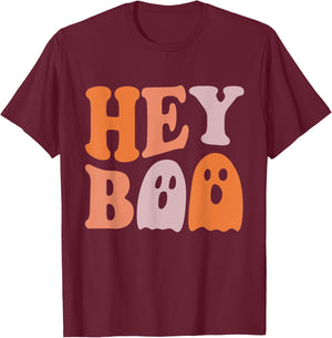Hey Boo Funny Ghost Halloween Ghost T-Shirt - T-Shirt | Maroon