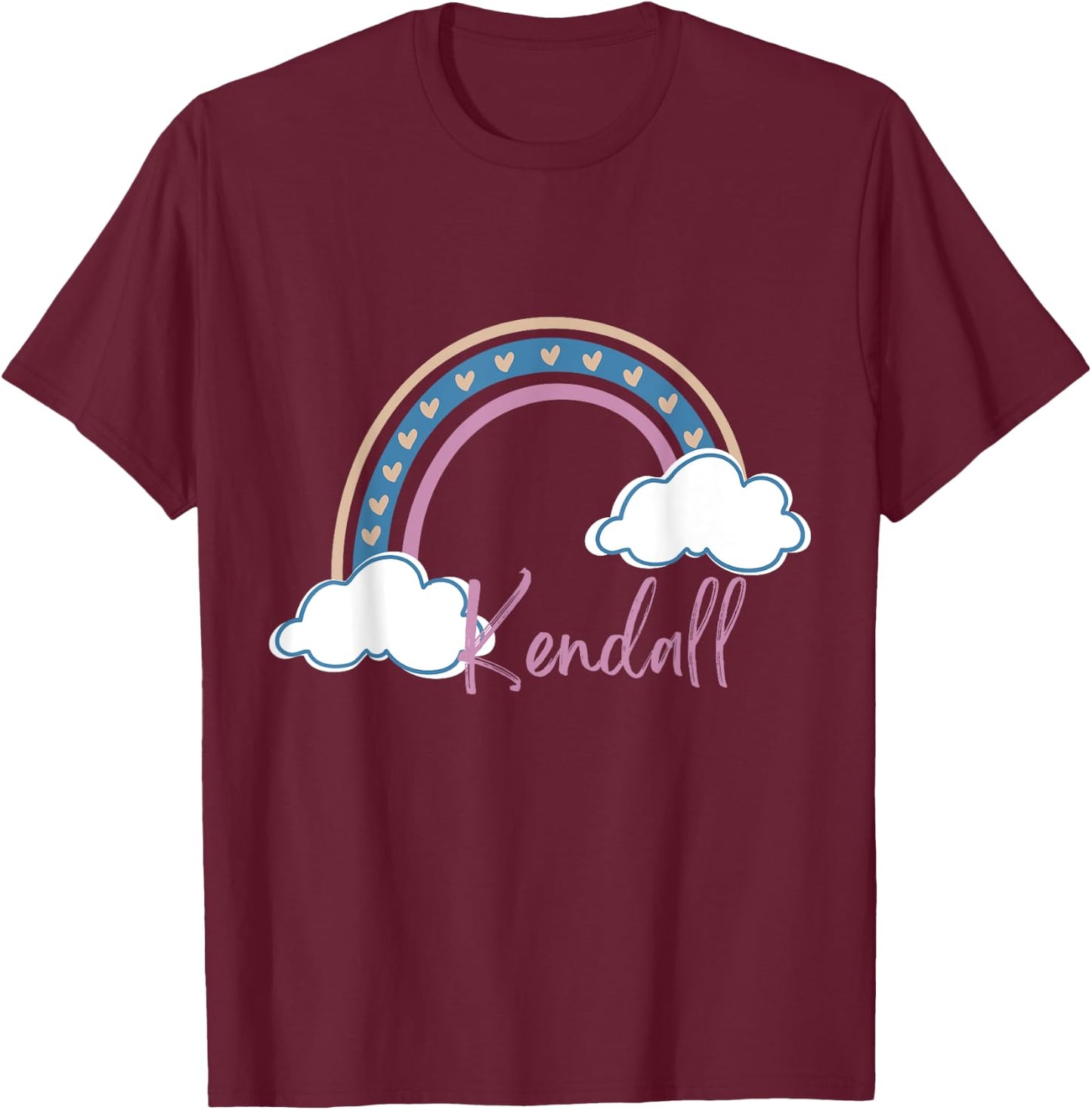 Kendall Name tag Girl Boho Rainbow Pink Kendall Rainbow T-Shirt - T-Shirt | Maroon
