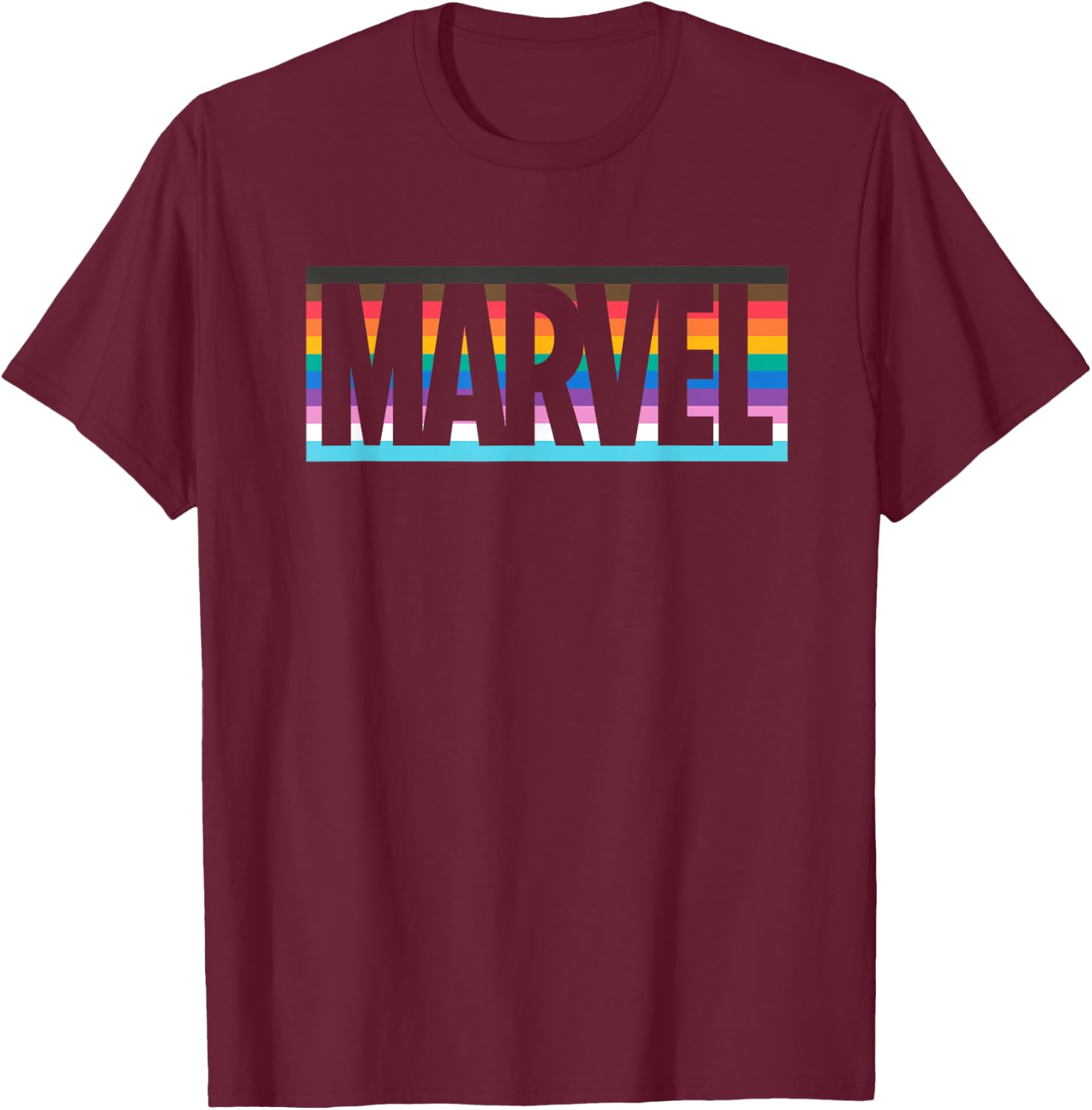 Marvel Pride Inclusive Rainbow Colors Logo T-Shirt - T-Shirt | Maroon