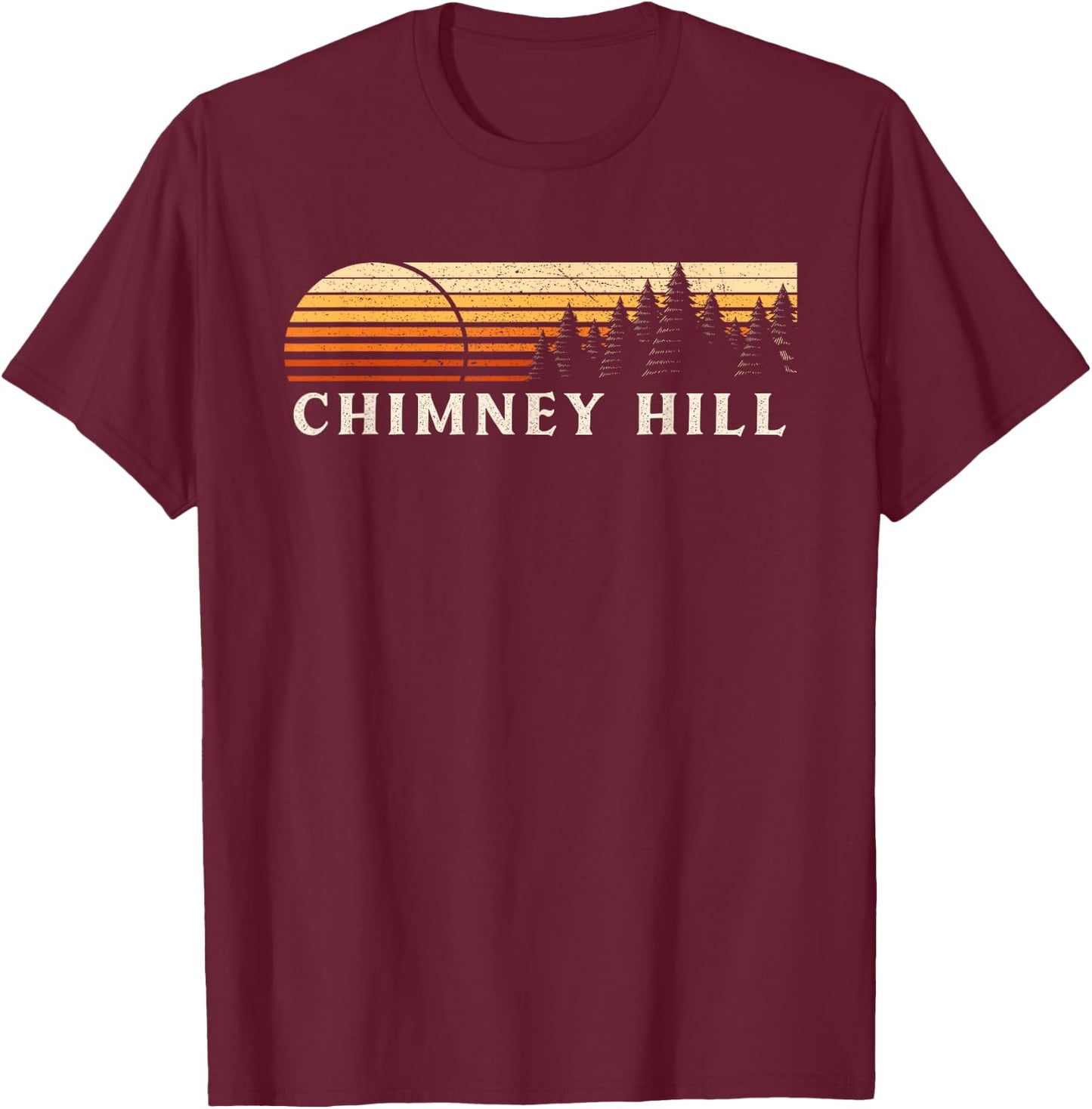Chimney Hill, AZ Vintage Evergreen Sunset Eighties Retro T-Shirt - T-Shirt | Maroon