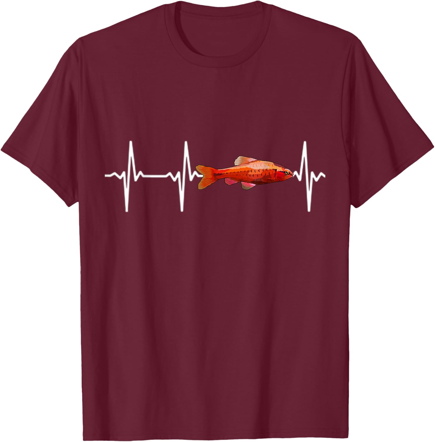 Cherry Barb Heartbeat For Fishkeeping Aquarium Lovers T-Shirt - T-Shirt | Maroon