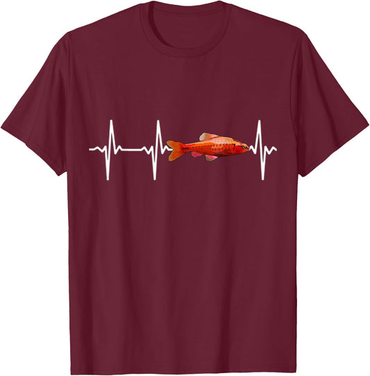 Cherry Barb Heartbeat For Fishkeeping Aquarium Lovers T-Shirt - T-Shirt | Maroon