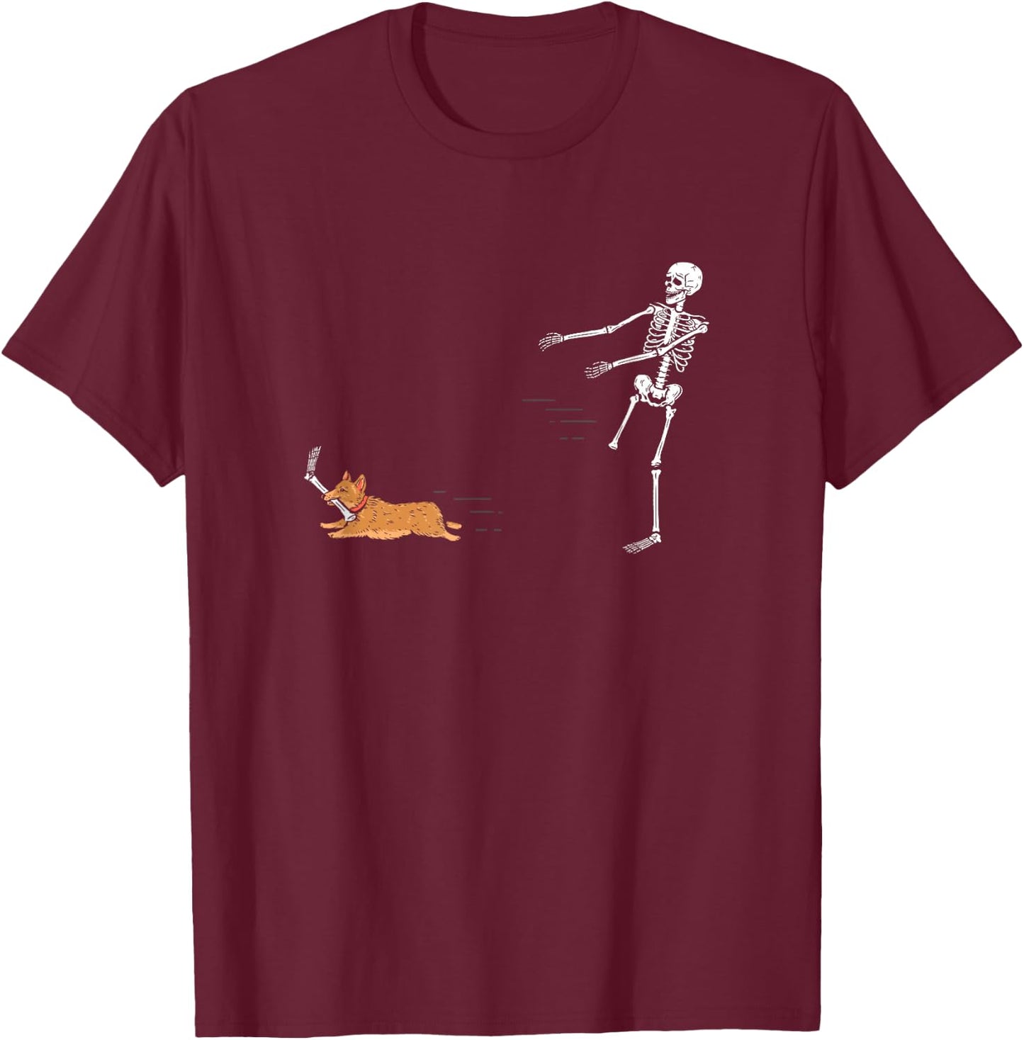 Cute Corgi Dog | Funny Skeleton Halloween T-Shirt - T-Shirt | Maroon