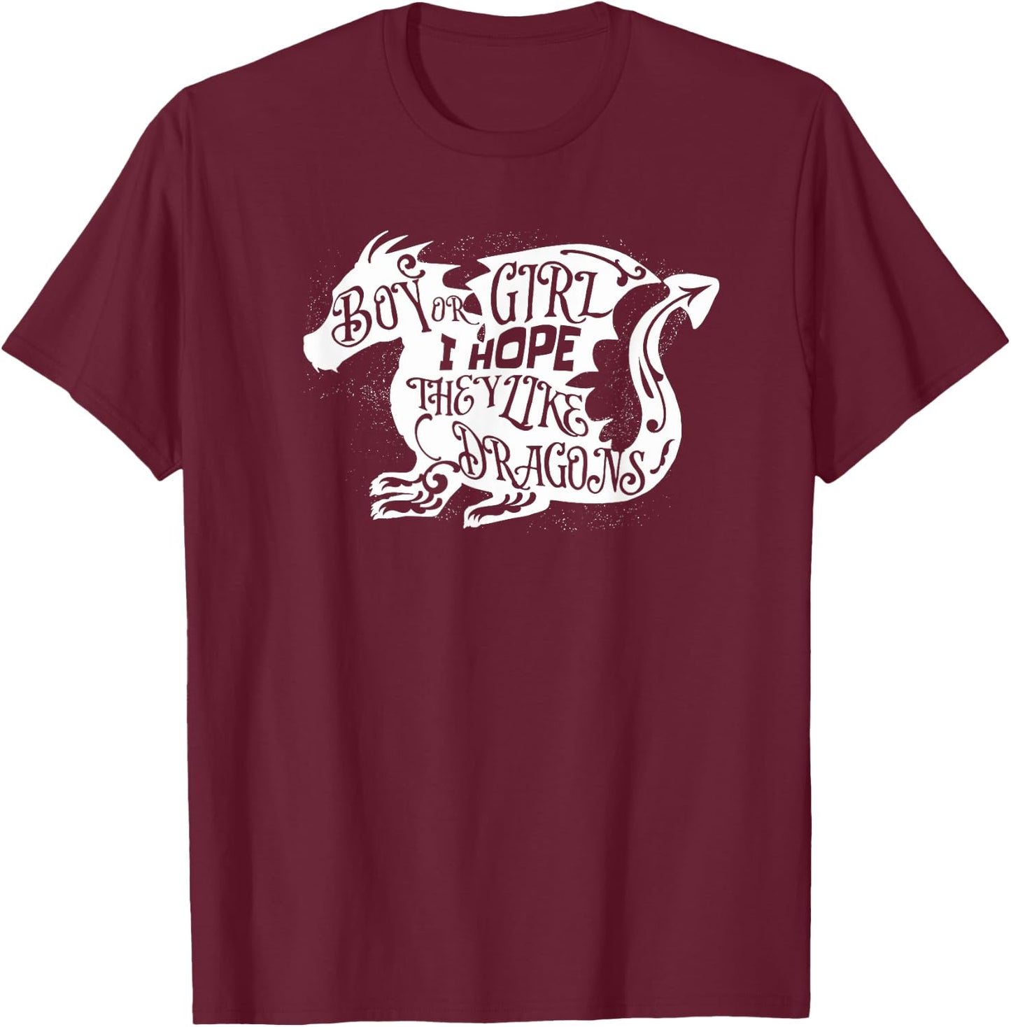 Gender Reveal Dragon Theme Party Boy or Girl T-Shirt - T-Shirt | Maroon