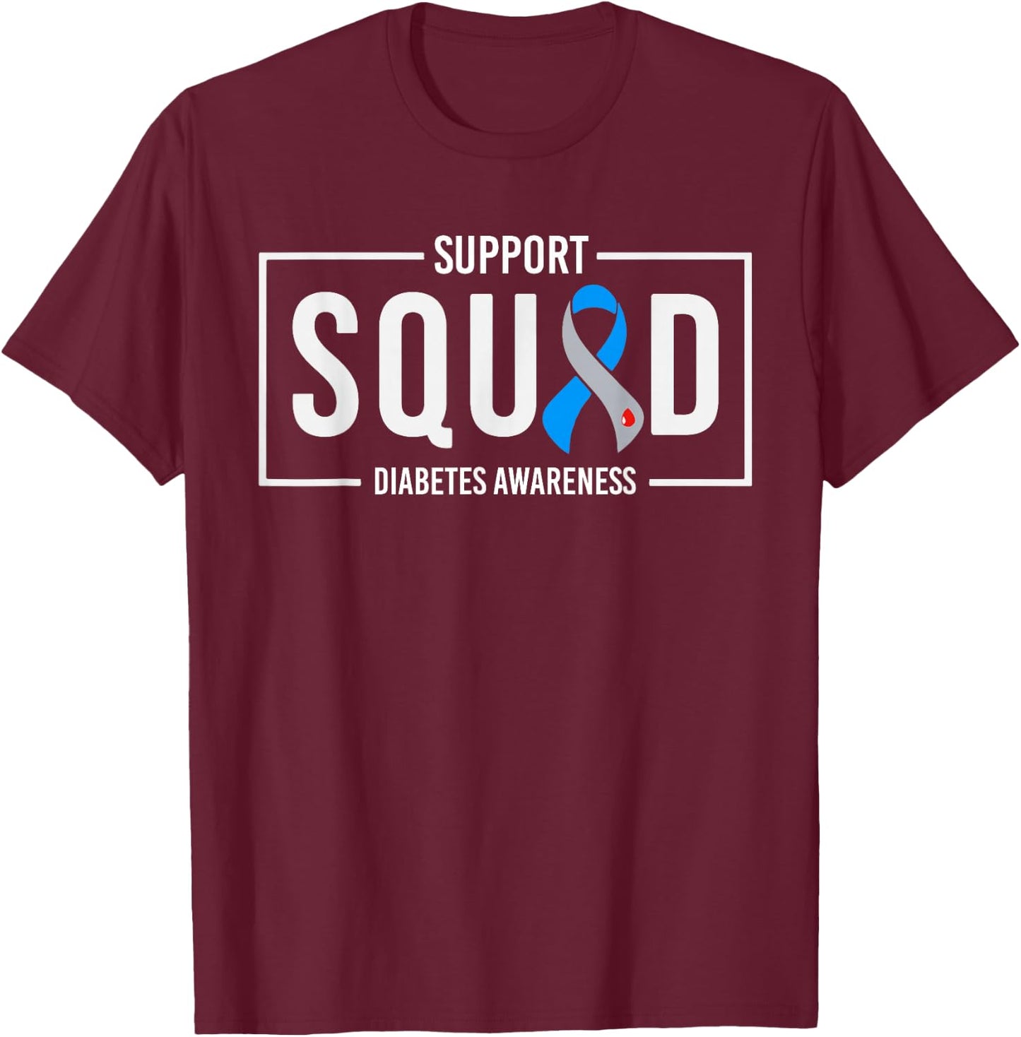 Support Squad Blue T1D Type 1 Diabetes Awareness Month T-Shirt - T-Shirt | Maroon