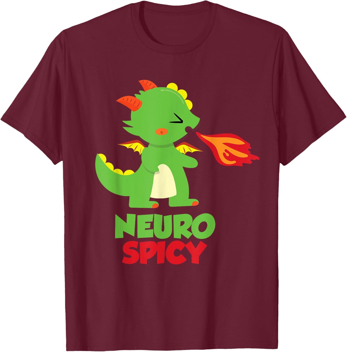 Neurospicy Dragon T-Shirt - T-Shirt | Maroon