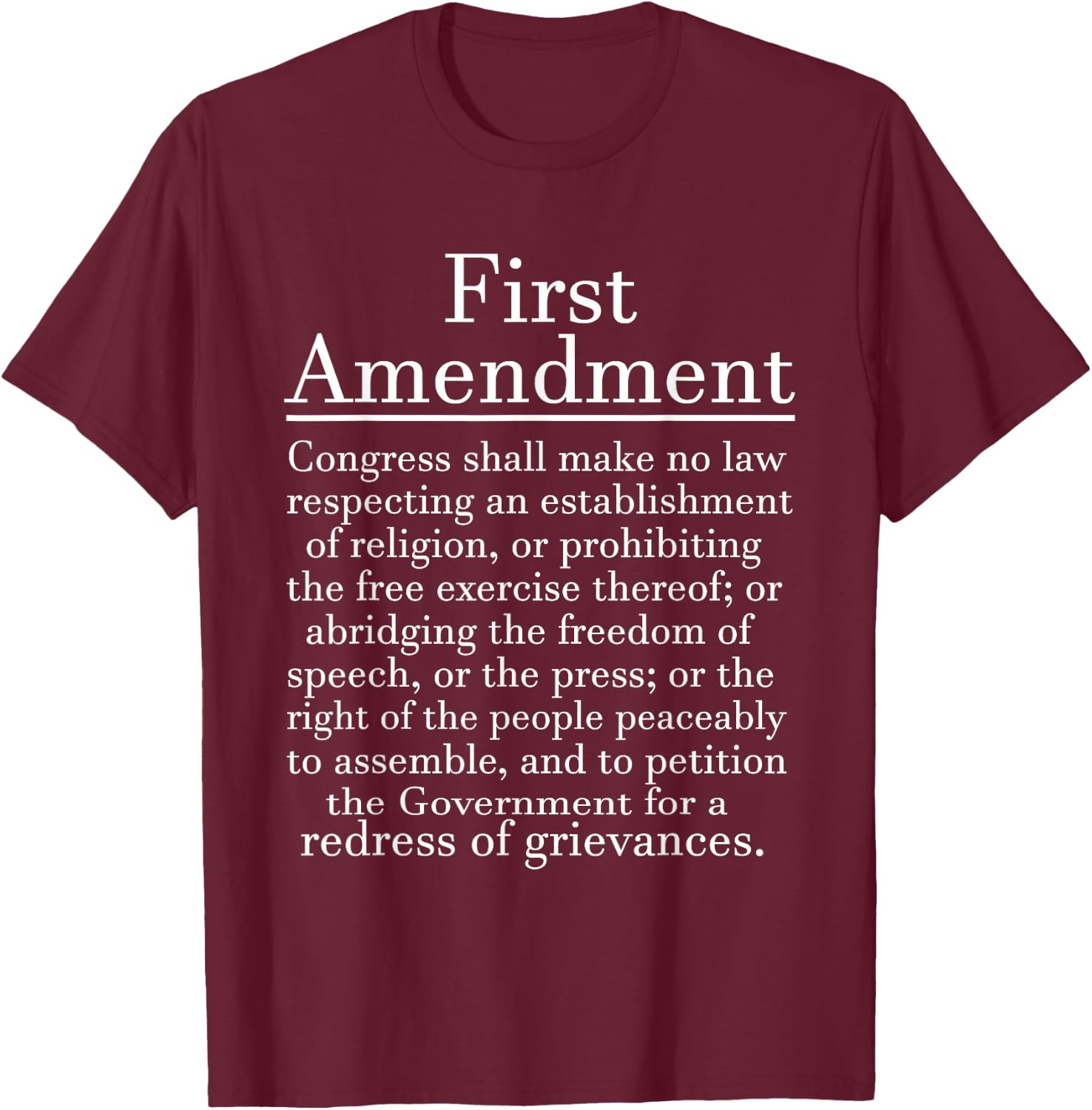 First Amendment History T-Shirt - T-Shirt | Maroon