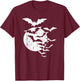 Halloween Swarm of Bats Full Moon Spooky Vintage Graphic T-Shirt - T-Shirt | Maroon