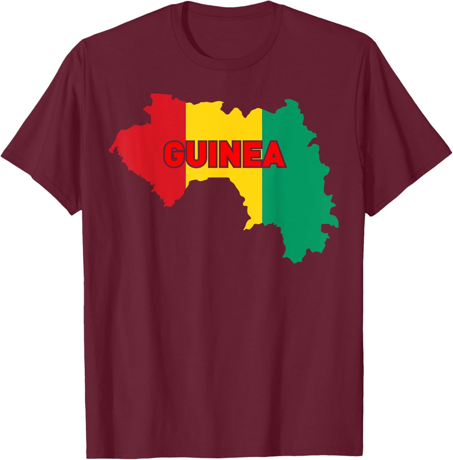Proud Family and Patriotic Flag of Country Guinea T-Shirt - T-Shirt | Maroon