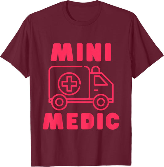 Mini Medic Paramedic Toddler First Responders EMT Kids T-Shirt - T-Shirt | Maroon