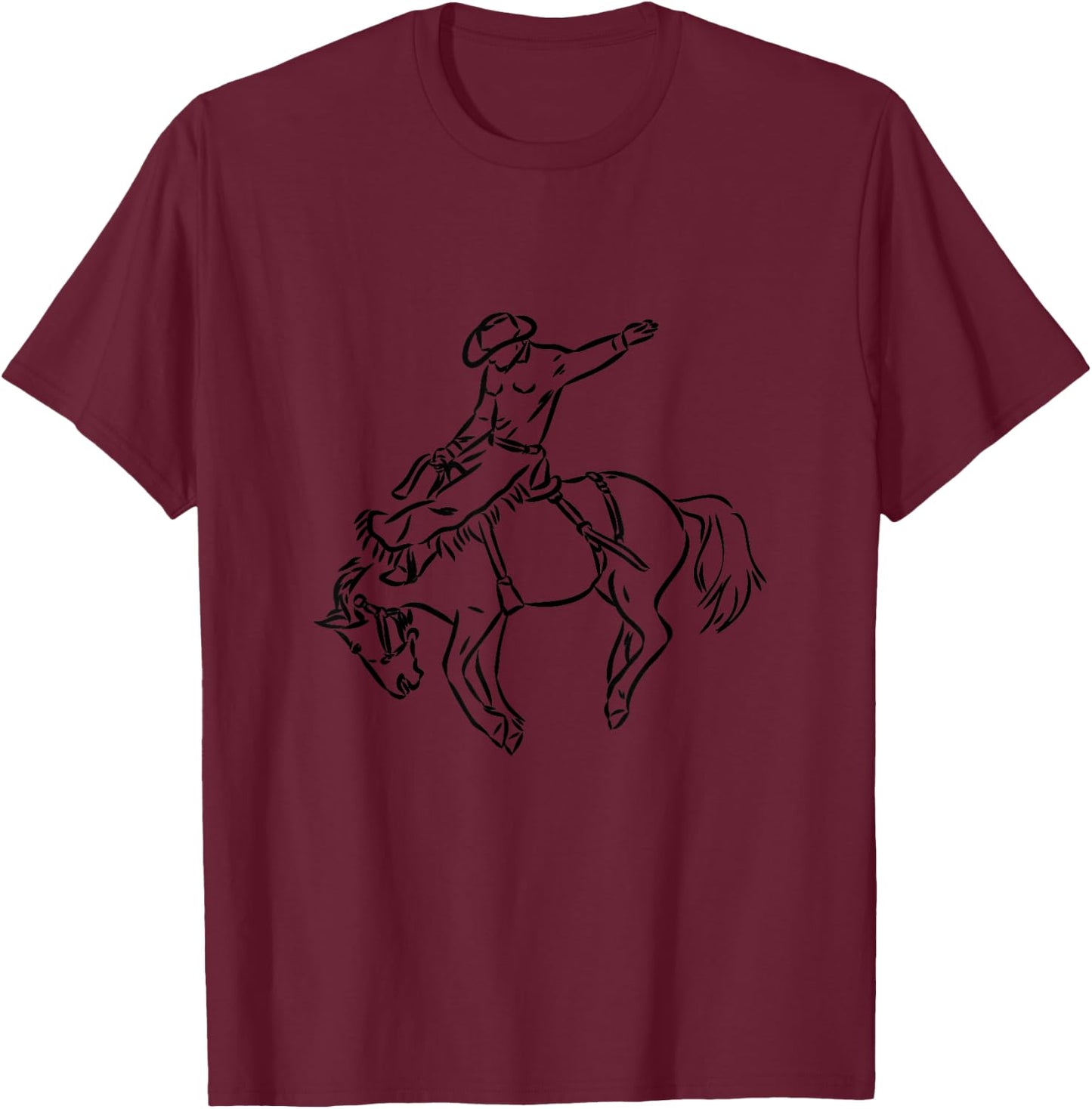 Vintage Rodeo Shirt Bucking Bronco Horse Western Cowboy T-Shirt - T-Shirt | Maroon