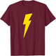 Simple Lightning Bolt | Yellow Thunder Bolt Graphic T-Shirt - T-Shirt | Maroon