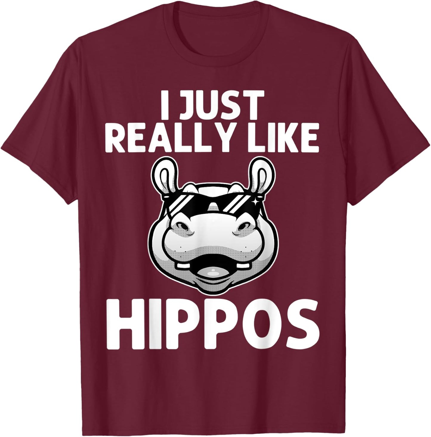Funny Hippo Design Women Kids Hippopotamus Lover T-Shirt - T-Shirt | Maroon