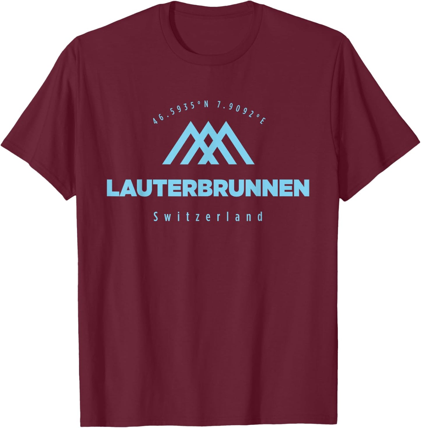 Lauterbrunnen Mountain Holiday Skiing Switzerland T-Shirt - T-Shirt | Maroon