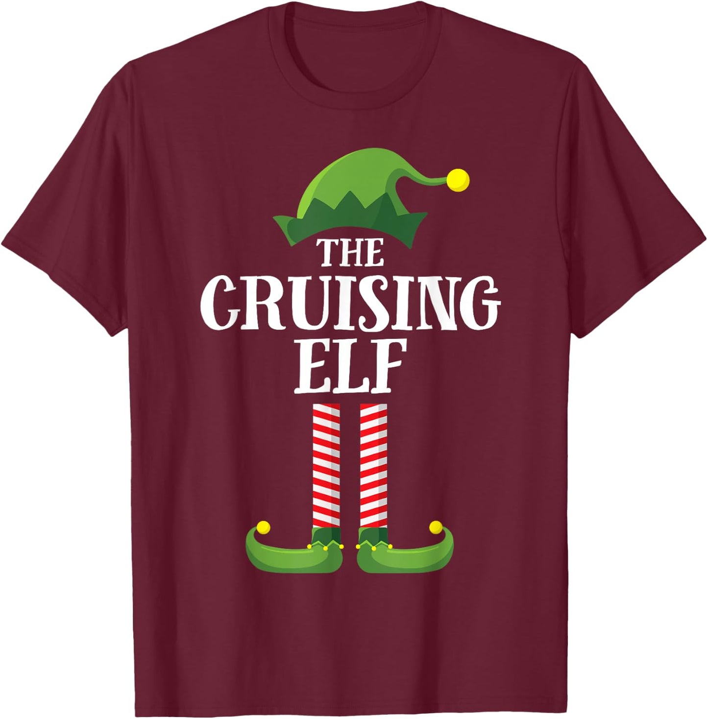 Cruising Elf Matching Family Cruise Christmas Funny Group T-Shirt - T-Shirt | Maroon