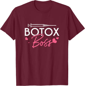 Cool Botox Boss Cosmetic Nurses Plastic Surgeon Aesthetician T-Shirt - T-Shirt | Maroon