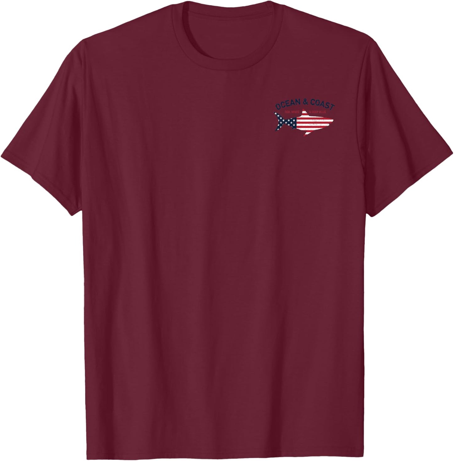 Trendy Ocean & Coast Fishing Patriotic Flag T-Shirt - T-Shirt | Maroon
