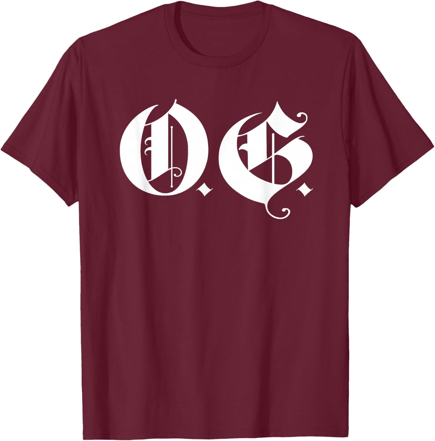 OG Original Gangster Gangsta O.G. Calligraphy Men Women T-Shirt - T-Shirt | Maroon
