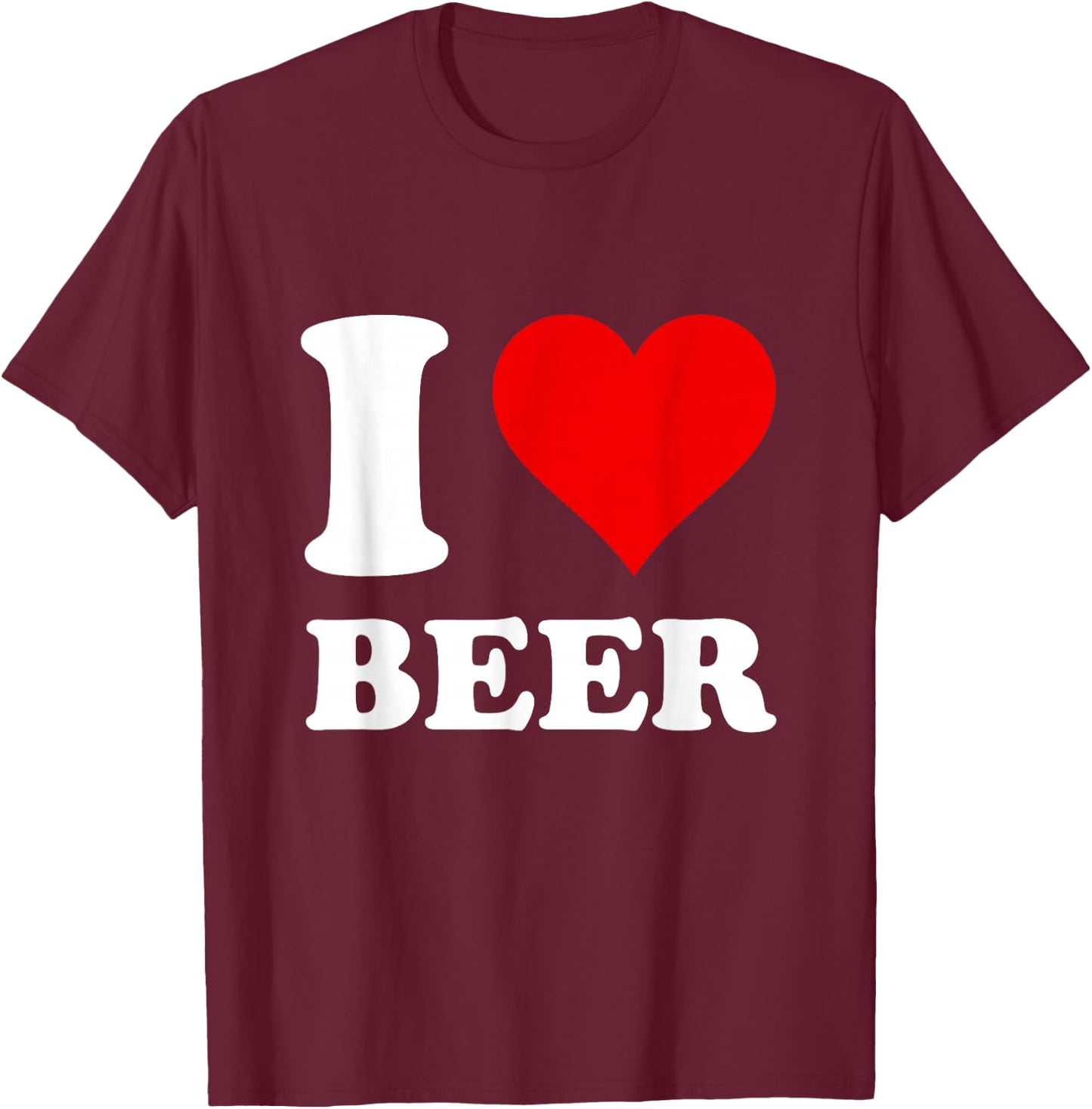 Red Heart I Love Beer T-Shirt - T-Shirt | Maroon