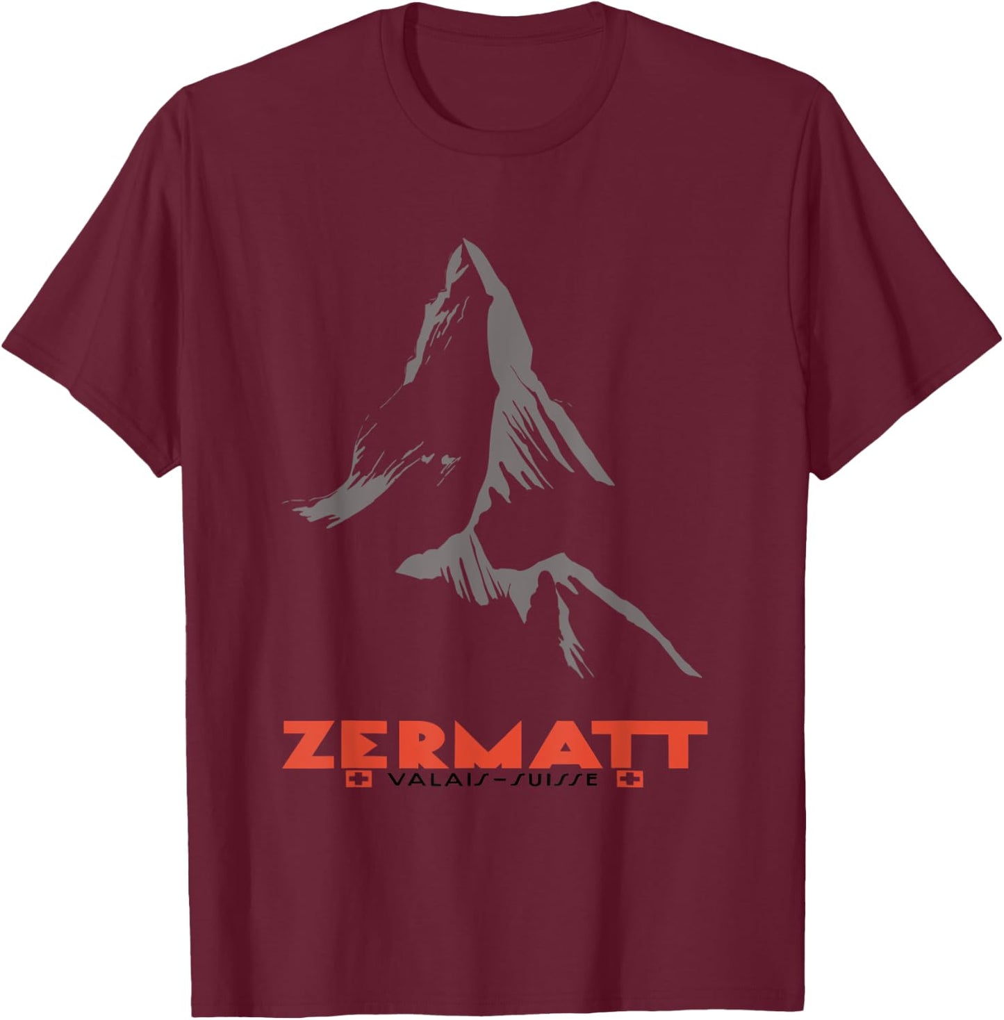 Moutain In Zermatt, Valais, Switzerland T-Shirt - T-Shirt | Maroon