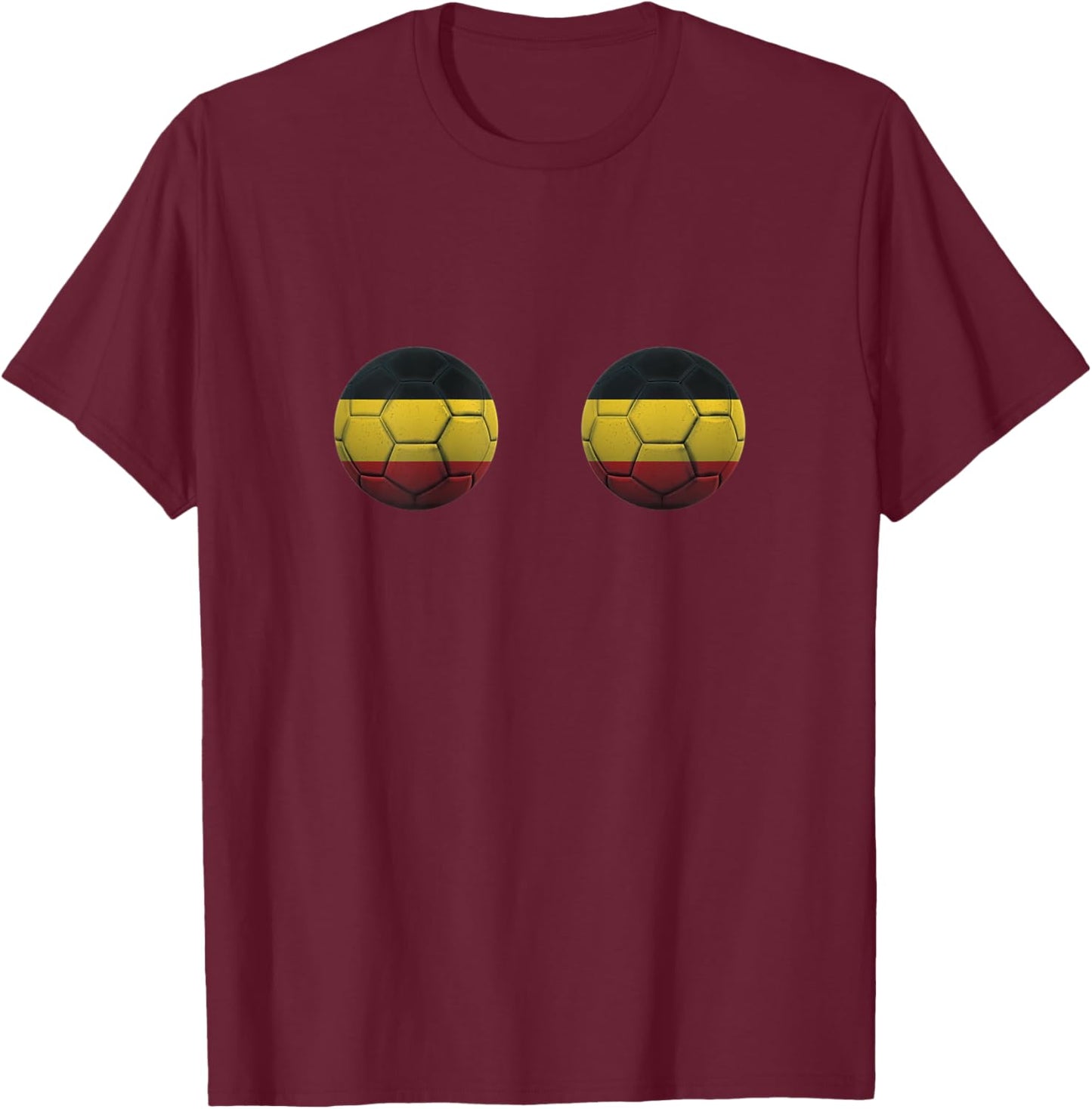 Belgium Soccer Shirt Belgian Flag Boobs Soccer Balls T-Shirt - T-Shirt | Maroon