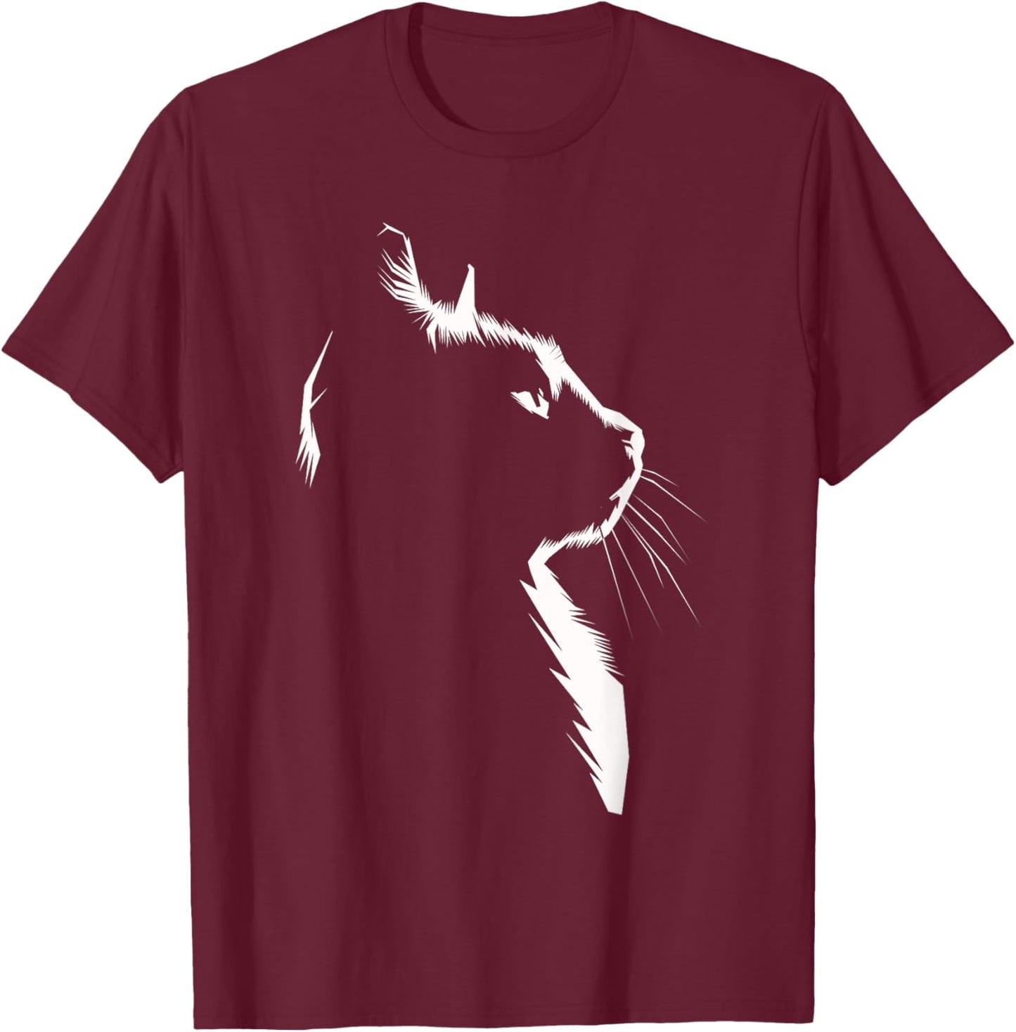 Cat Apparel Women With Cat Illustration Pet Owners T-Shirt - T-Shirt | Maroon