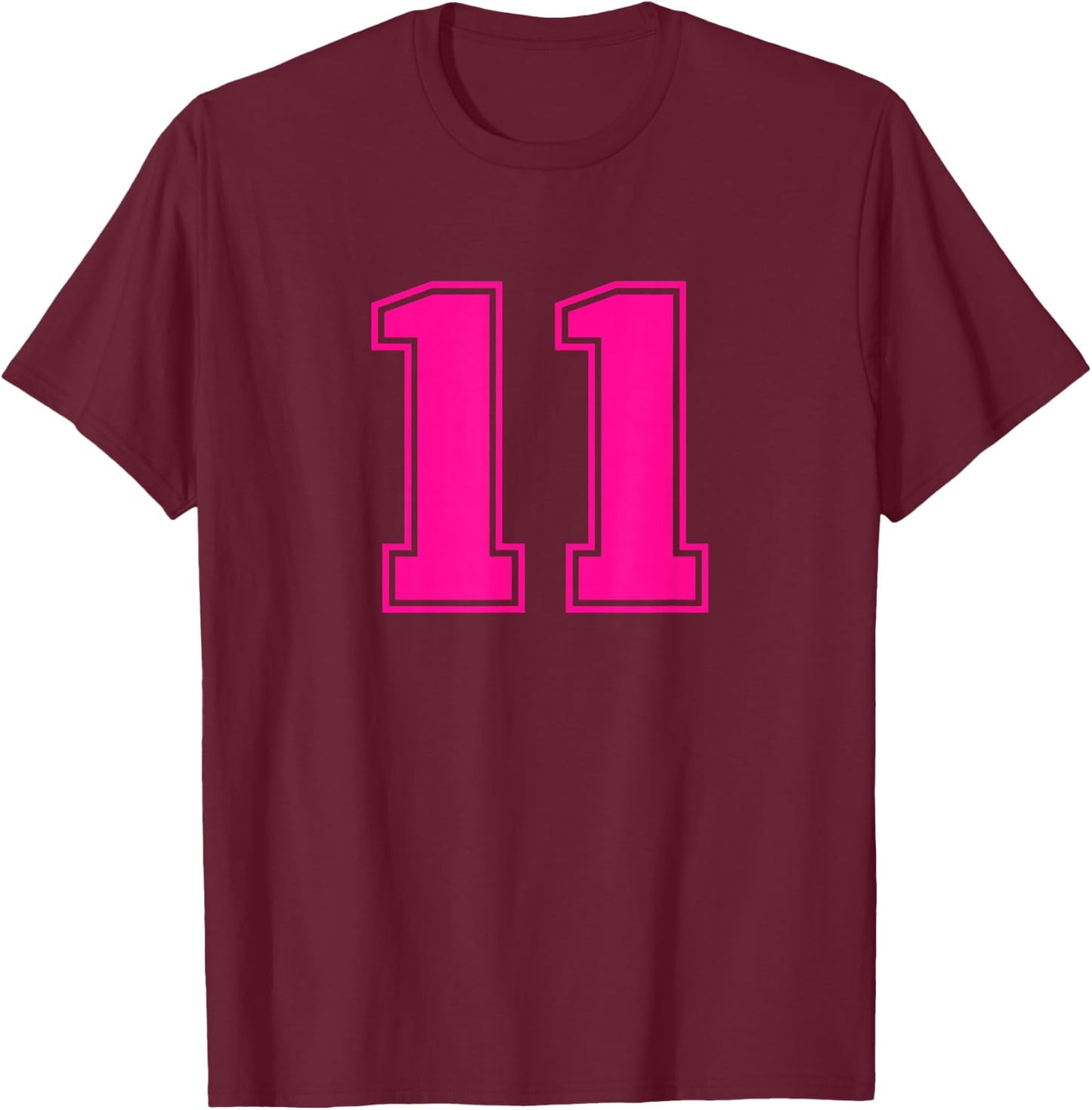 Pink Sports Team Number #11 T-Shirt - T-Shirt | Maroon
