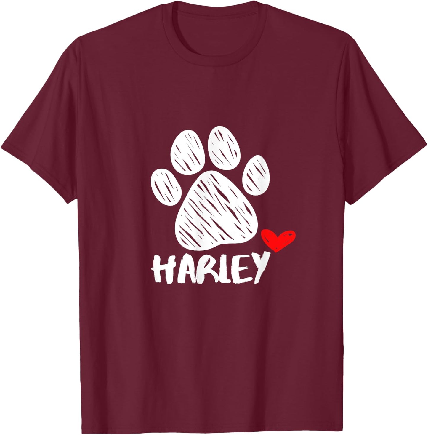 Harley Puppy Love Doggy Parent Harley Pet Dog name Paw Men Women Girls Kids T-Shirt - T-Shirt | Maroon