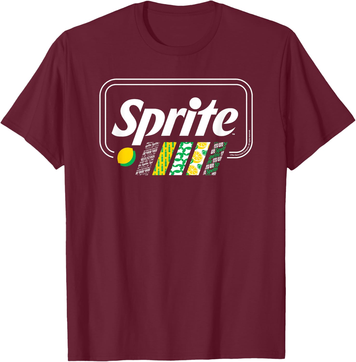 Coca-Cola - Sprite Pattern Stripes T-Shirt - T-Shirt | Maroon