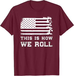 Patriotic Construction Worker USA Heavy Equipment Operator T-Shirt - T-Shirt | Maroon
