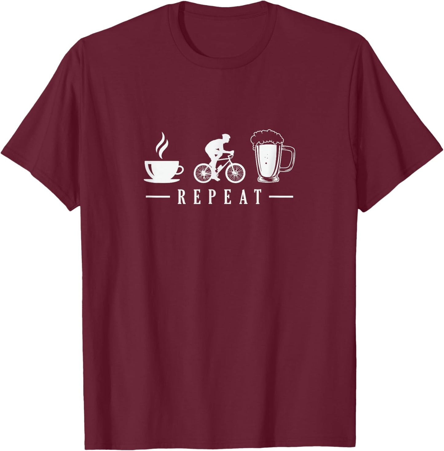 Coffee Bicycle Beer Repeat Bicycle Ride T-Shirt - T-Shirt | Maroon