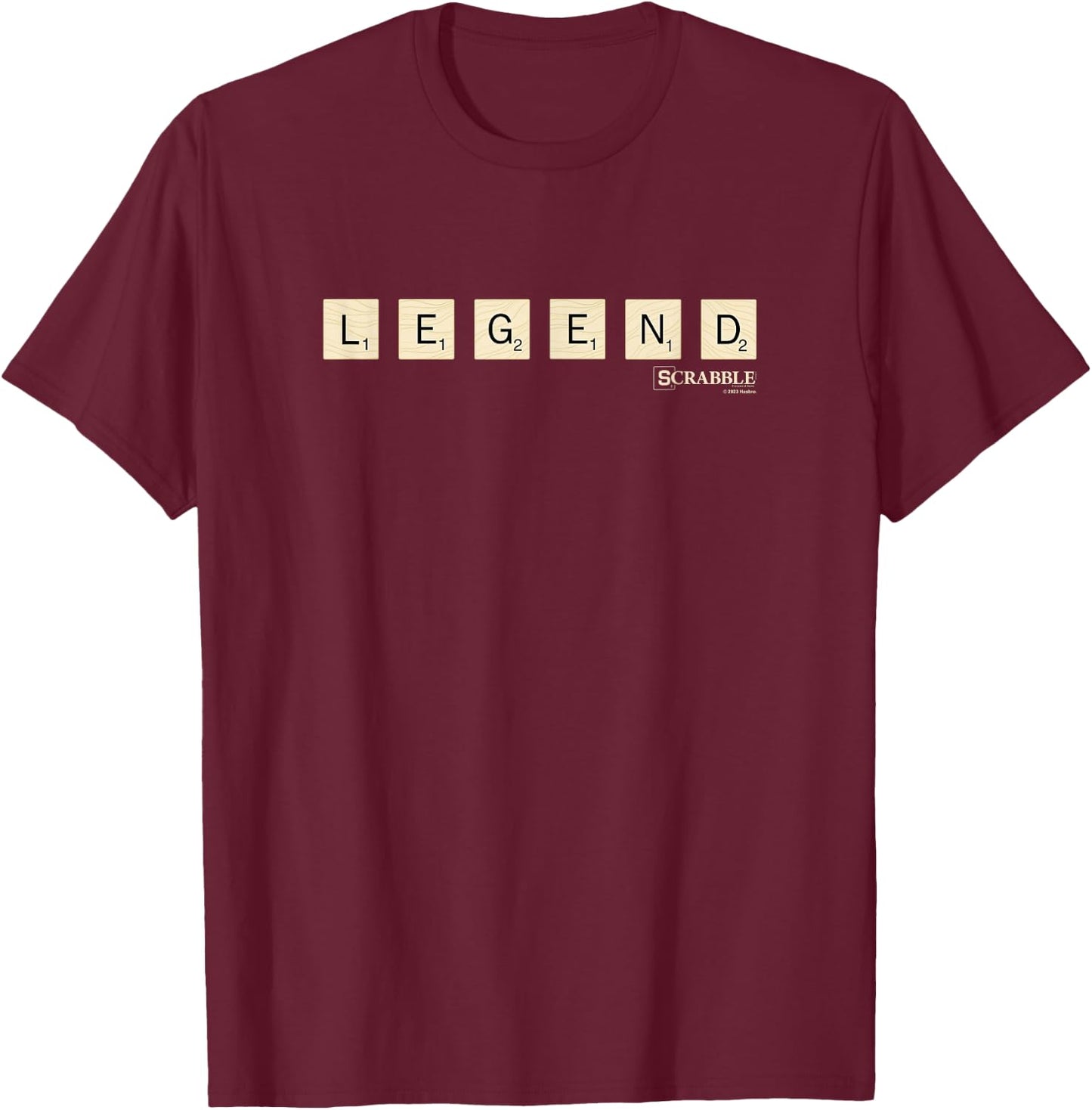 Scrabble Legend Vintage Letter Tiles Logo T-Shirt - T-Shirt | Maroon