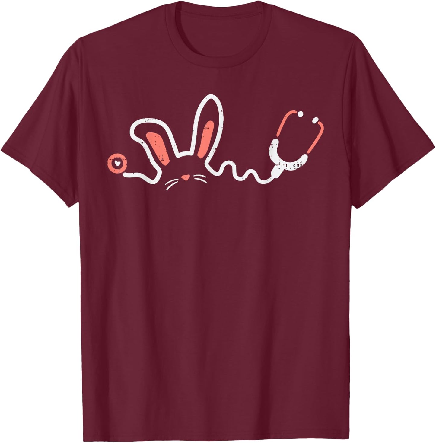 Easter Bunny Stethoscope Nurse Doctor Rabbit Scrub Top Women T-Shirt - T-Shirt | Maroon