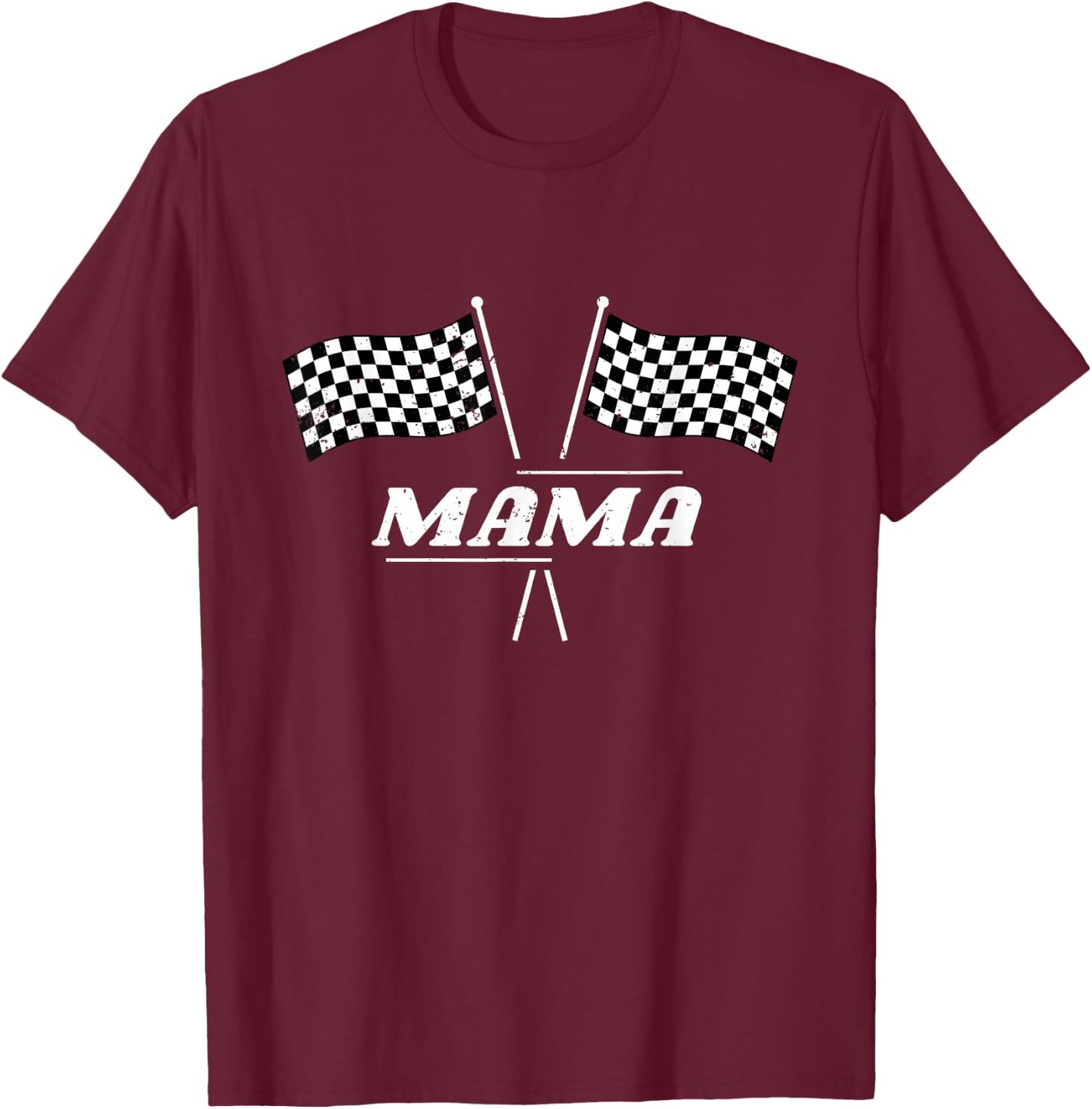 Pit Crew Mama Racing Car Family Matching Birthday Party T-Shirt - T-Shirt | Maroon