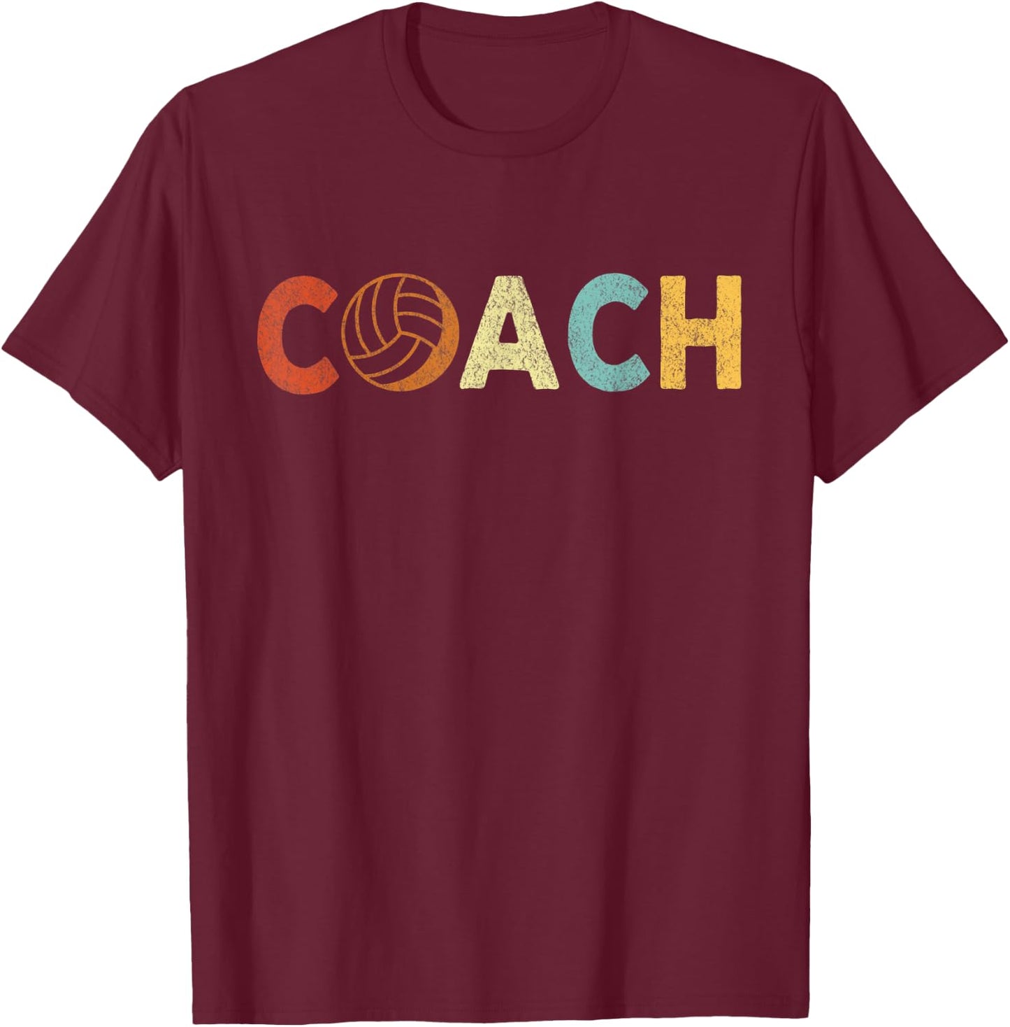 Vintage Volleyball Coach Volleyball Coaching Retro T-Shirt - T-Shirt | Maroon