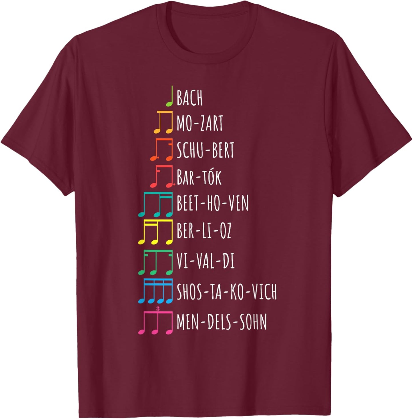 Classic Composers, Classical Music, Musical Notes T-Shirt - T-Shirt | Maroon