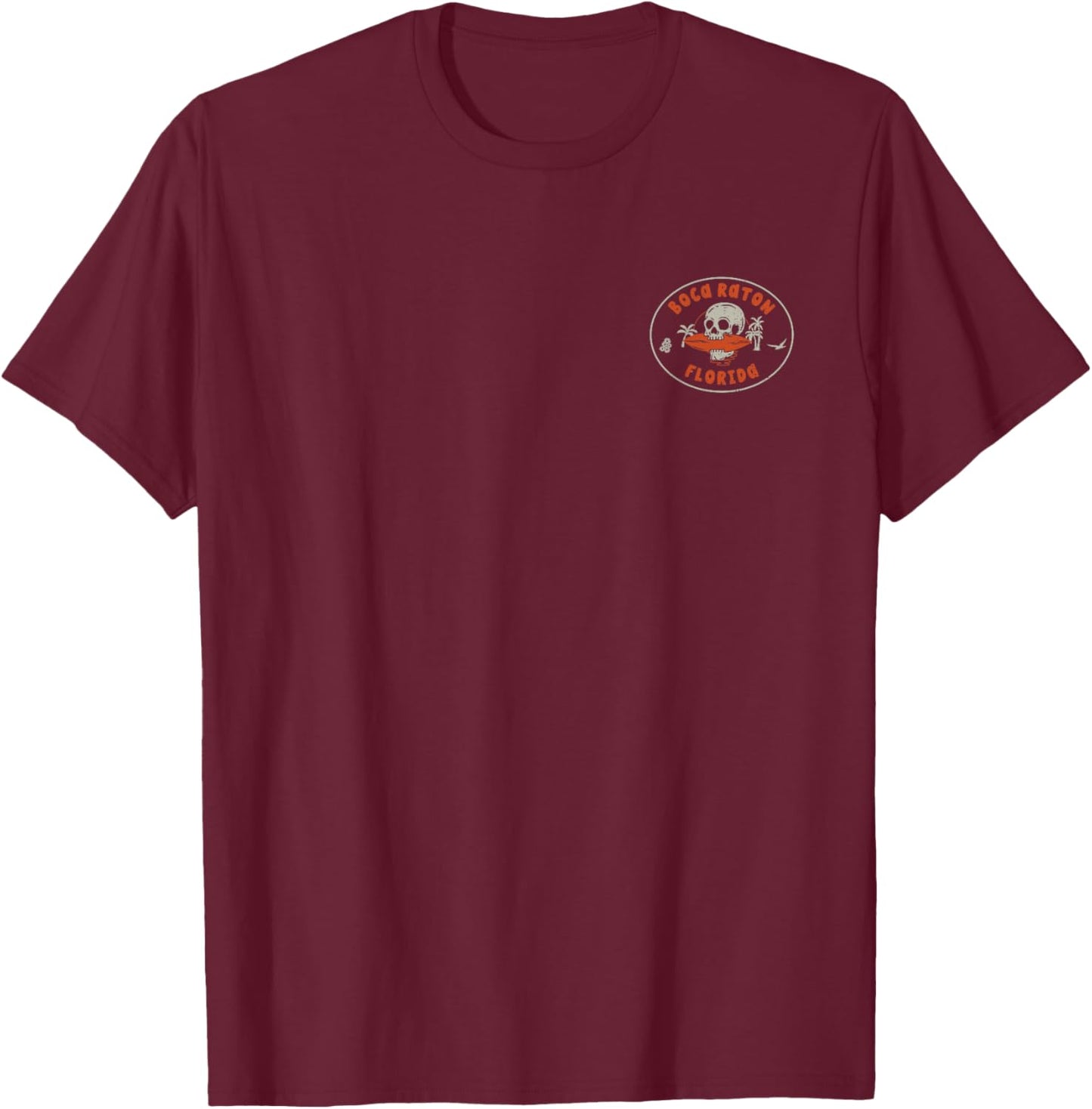 Boca Raton Florida FL Vintage Surf Beach Front & Back T-Shirt - T-Shirt | Maroon