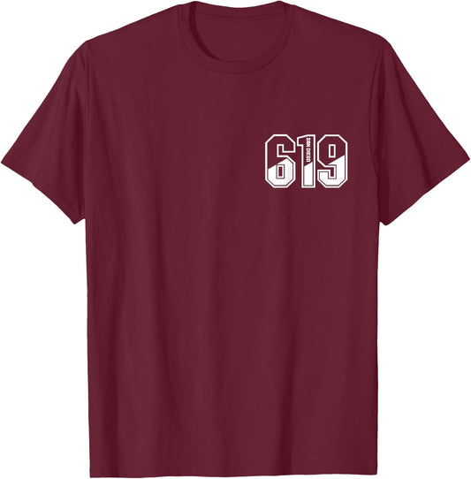 619 Area Code Pride Vintage San Diego California T-Shirt - T-Shirt | Maroon