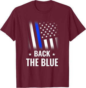 Back The Blue Police Flag Design T-Shirt - T-Shirt | Maroon