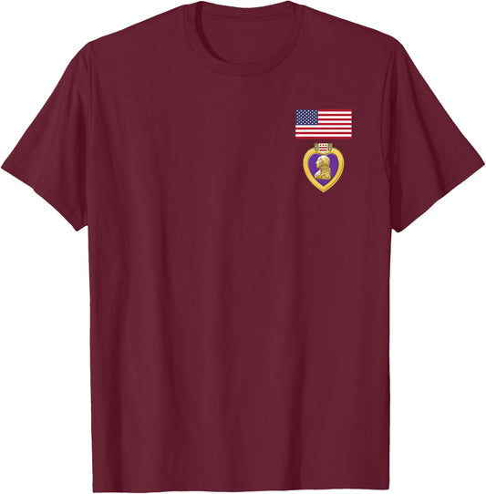 Purple Heart Veteran Pride -american Flag Above Purple Heart T-Shirt - T-Shirt | Maroon