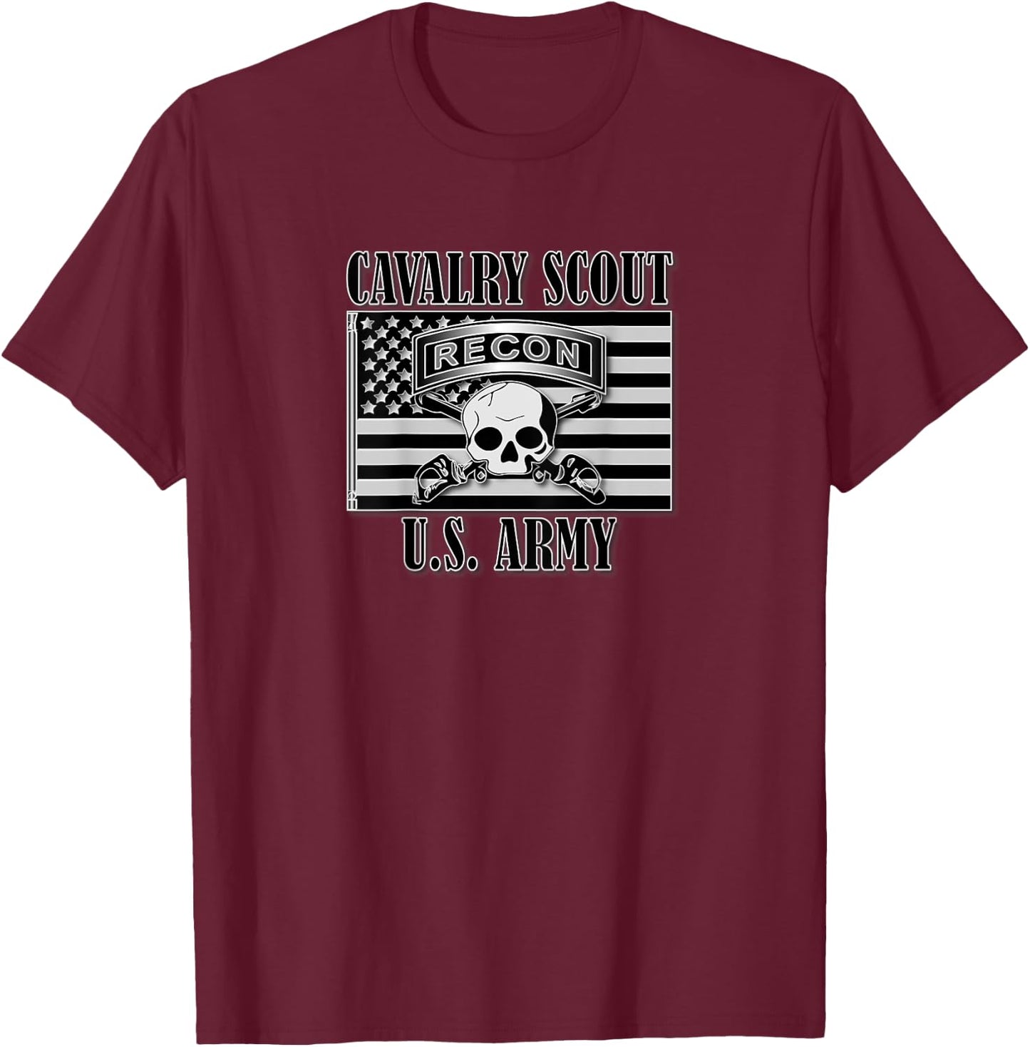 Cavalry Scout- Recon (Back Design) T-Shirt - T-Shirt | Maroon