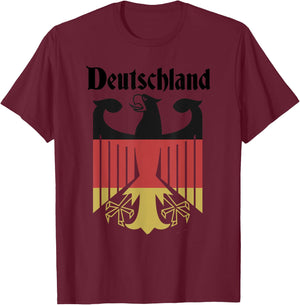 Deutschland German Flag Eagle Coat of Arms Crest Oktoberfest T-Shirt - T-Shirt | Maroon