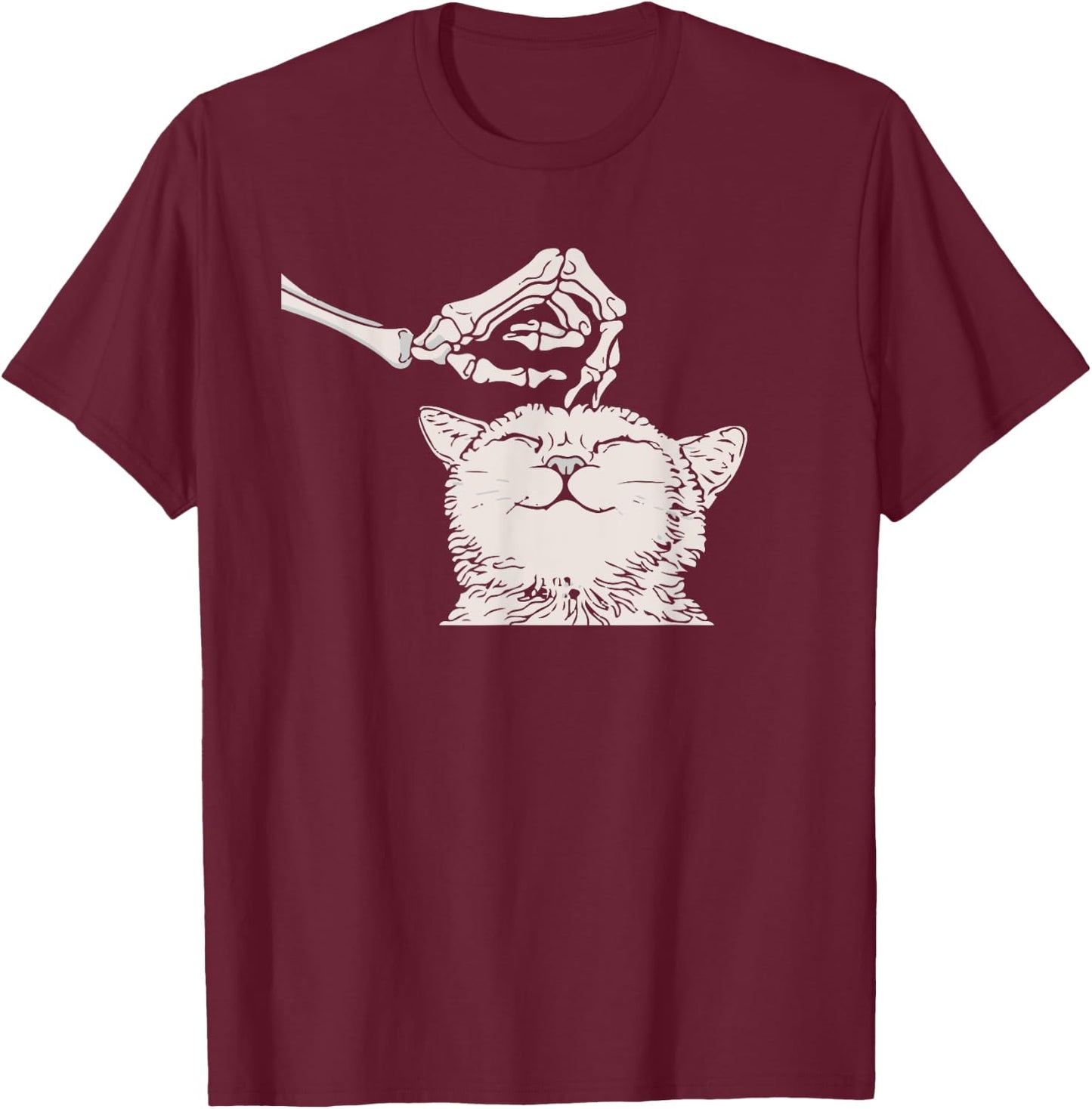 Cat Skeleton Hand Lazy Halloween Costume Cool Bones Kitten T-Shirt - T-Shirt | Maroon
