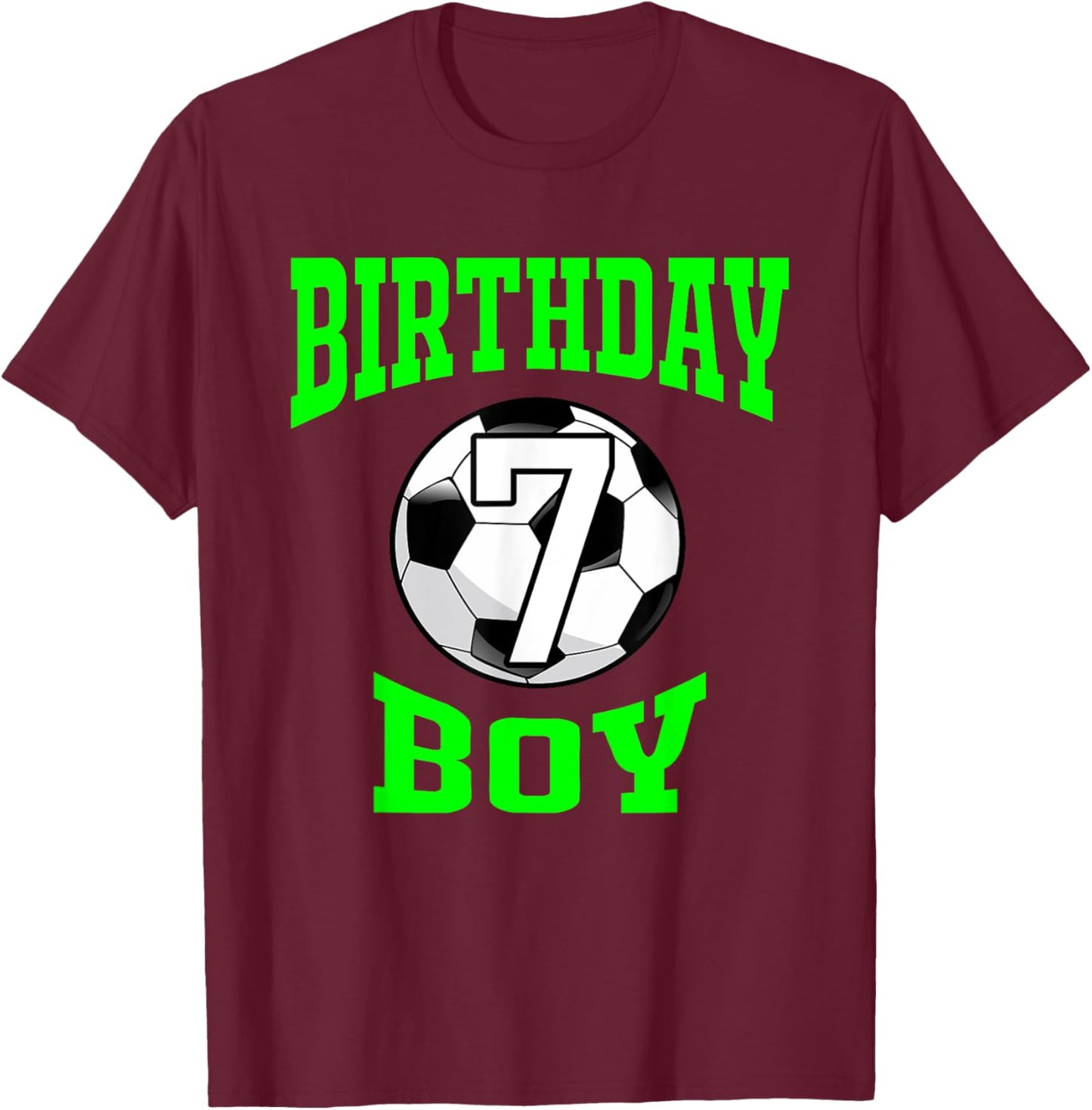 7th Birthday Boy Shirt - Soccer T- Shirt 7 years old kid T-Shirt - T-Shirt | Maroon