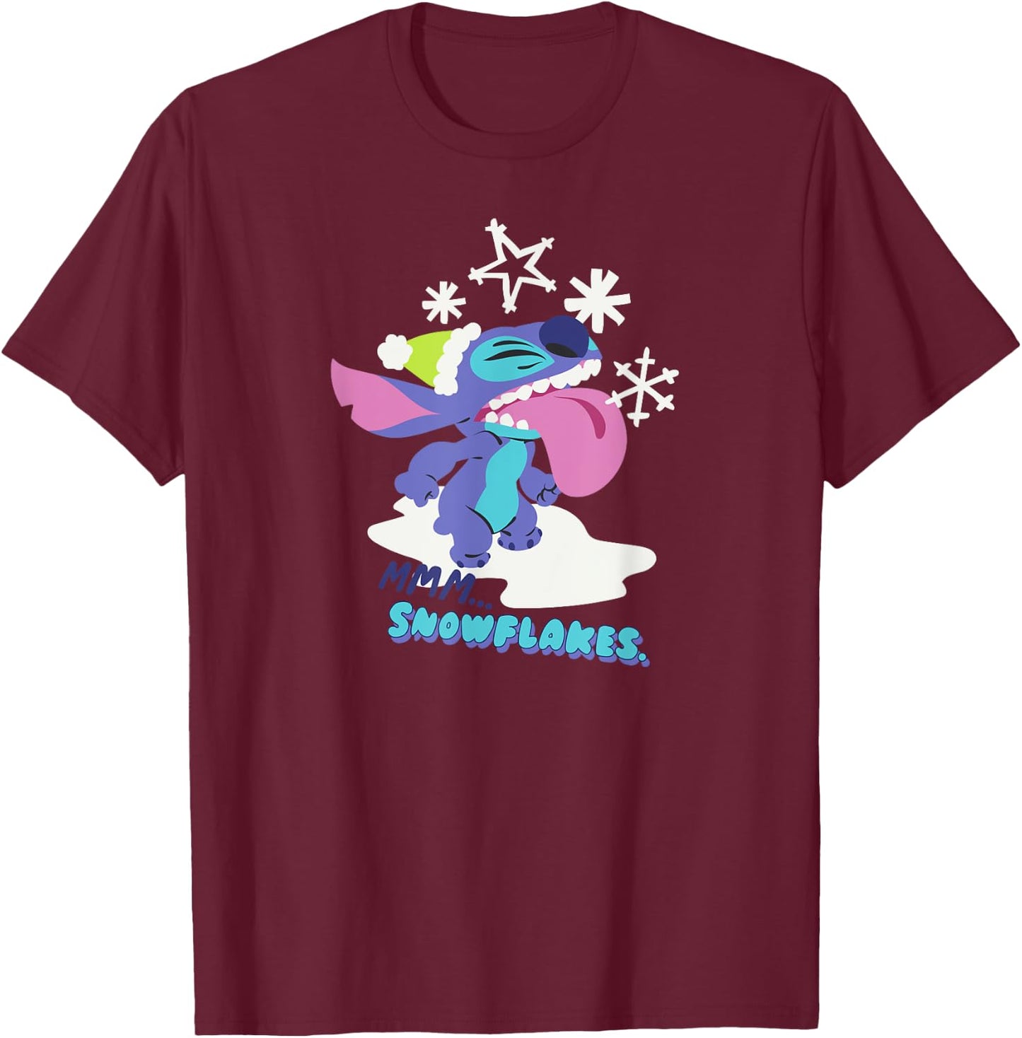 Amazon Essentials Stitch Wintertime Catching Snowflakes T-Shirt - T-Shirt | Maroon