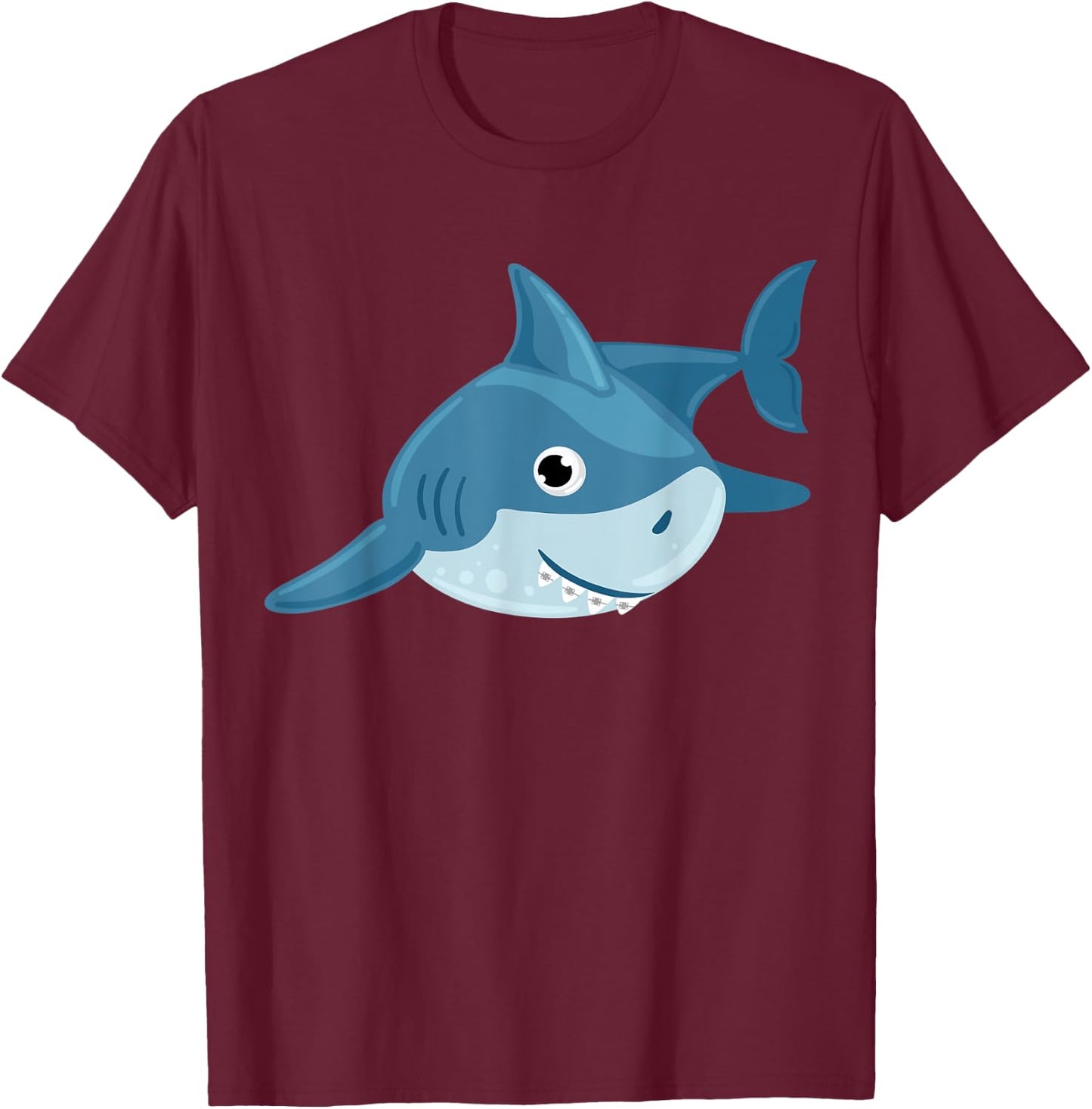 Shark Smiling Braces shirt, Orthodontist T-Shirt - T-Shirt | Maroon