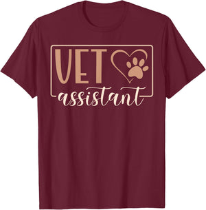 Cute Vet Assistant Heart Veterinary Assistant T-Shirt - T-Shirt | Maroon
